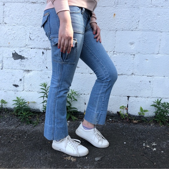 Y2K Bootcut Denim Cargo Jeans - Picture 2 of 4